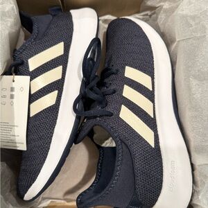 Adidas Dark Blue and Cream Running Shoes